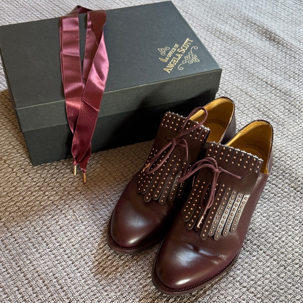 Angela Scott oxblood Leather Women's Shoes with kilties